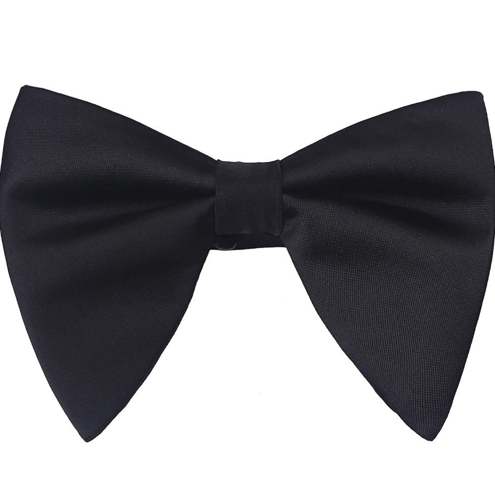 Mens Over Sized Satin Tuxedo Pre-Tied Bow Tie Blk